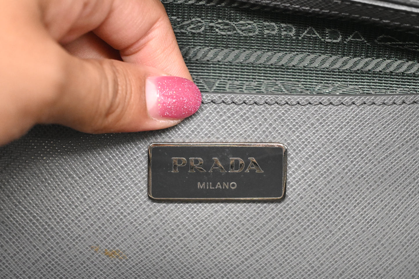 Prada Promenade in Gray Saffiano Leather