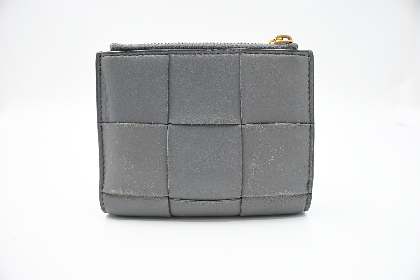 Bottega Veneta Bifold Wallet in Gray Intrecciato Leather