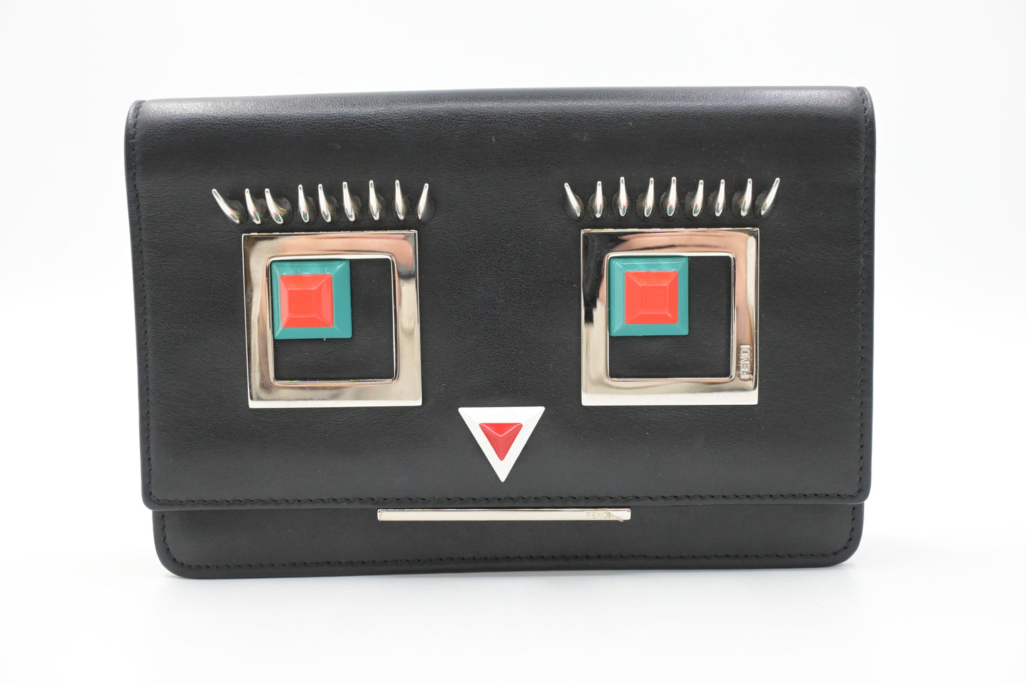 Fendi Hypnoteyes Clutch on Chain in Black Leather