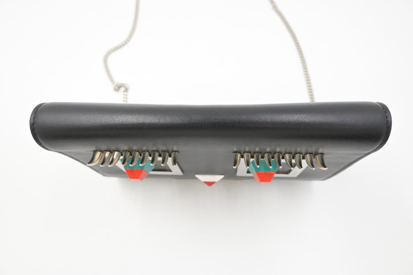 Fendi Hypnoteyes Clutch on Chain in Black Leather