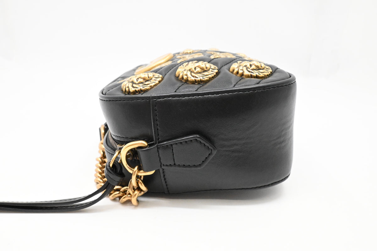Gucci Animal Studs Camera Bag in Black Quilted Leather