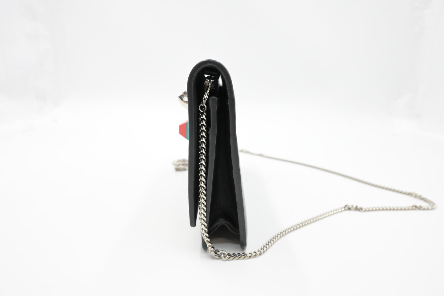 Fendi Hypnoteyes Clutch on Chain in Black Leather