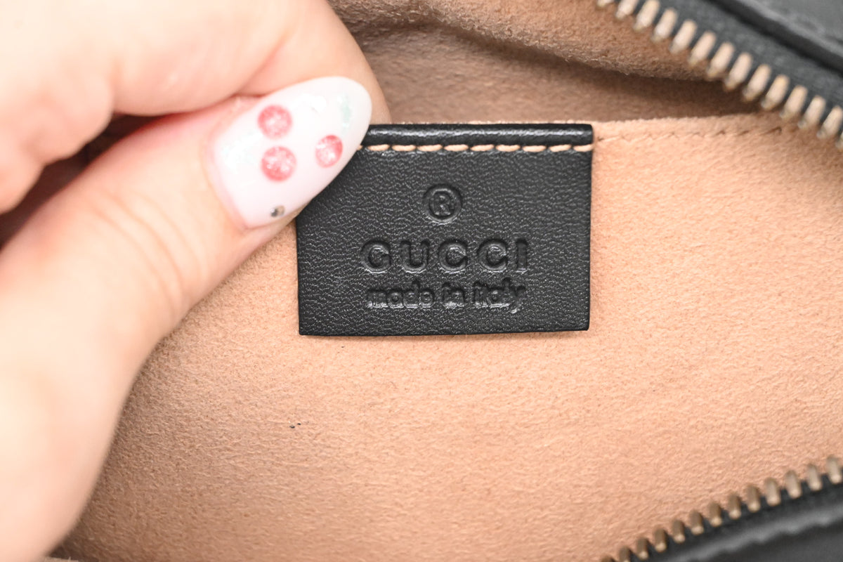 Gucci Animal Studs Camera Bag in Black Quilted Leather