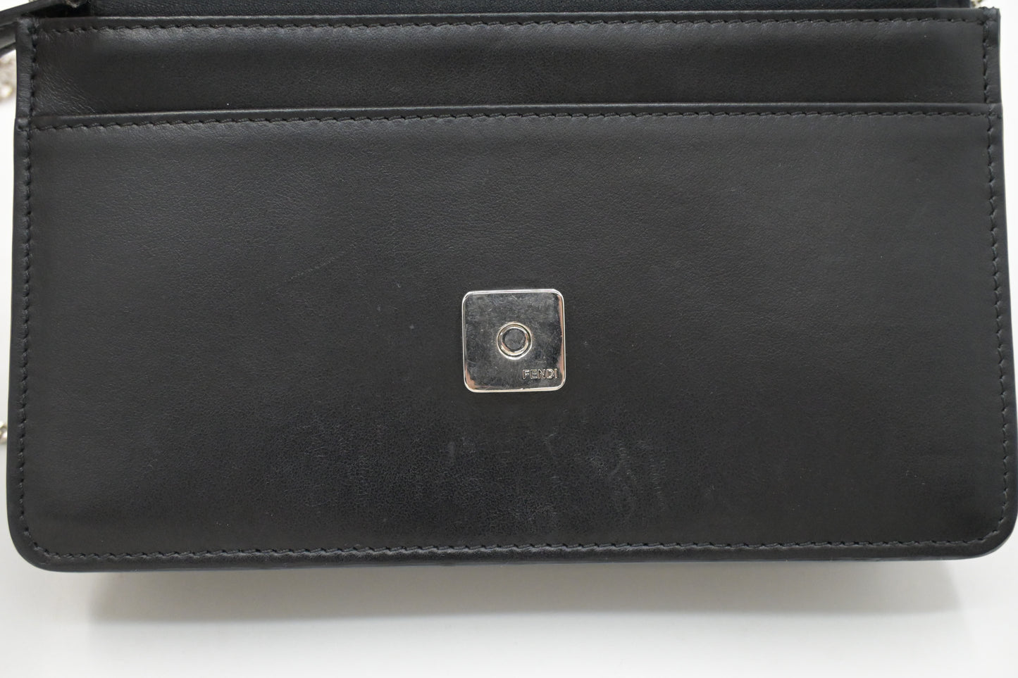 Fendi Hypnoteyes Clutch on Chain in Black Leather