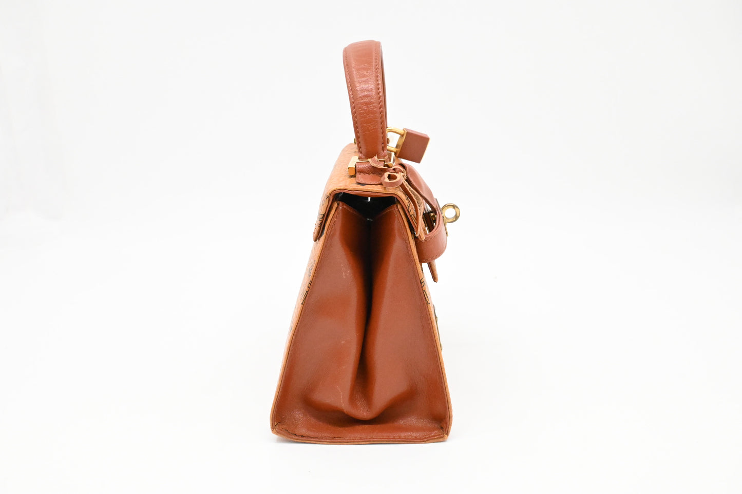MCM Mini Kelly in Cognac Visetos Canvas