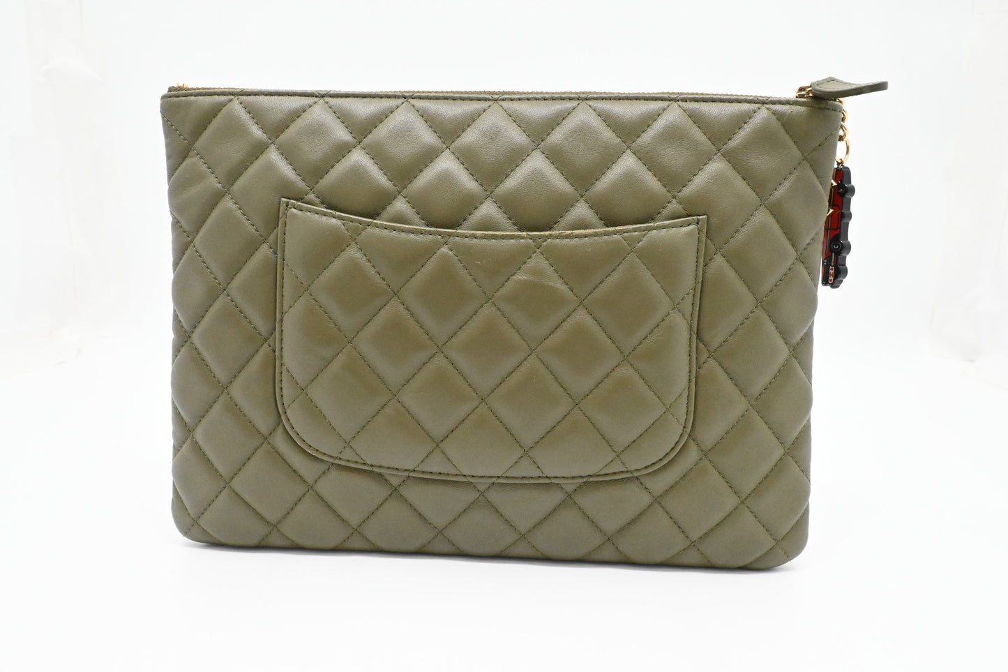 Chanel Small O Case in Olive Green Leather