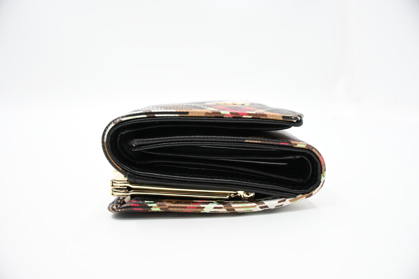 Vivienne Westwood Trifold Compact Wallet in Black Plaid Vegan Leather