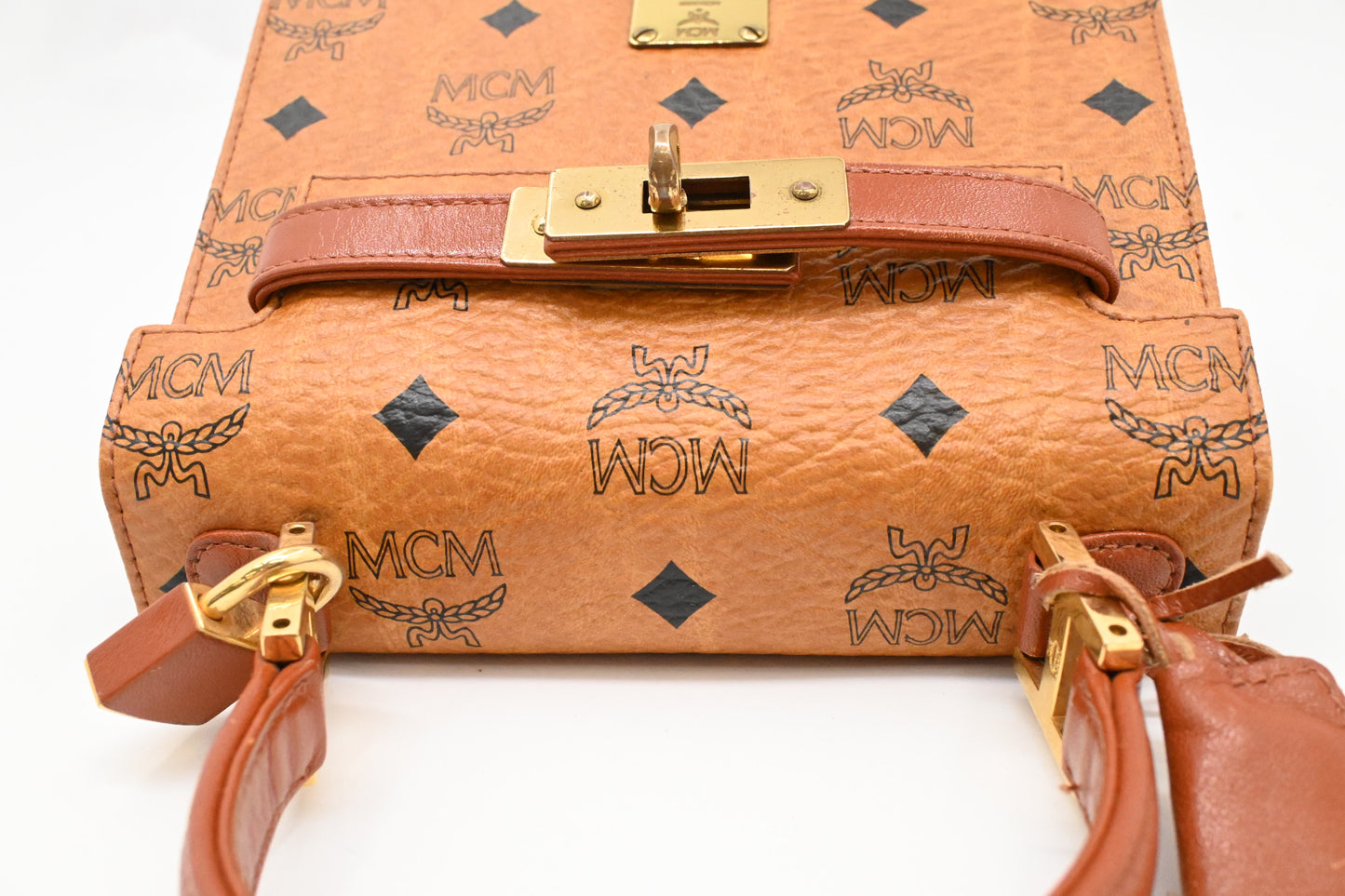 MCM Mini Kelly in Cognac Visetos Canvas