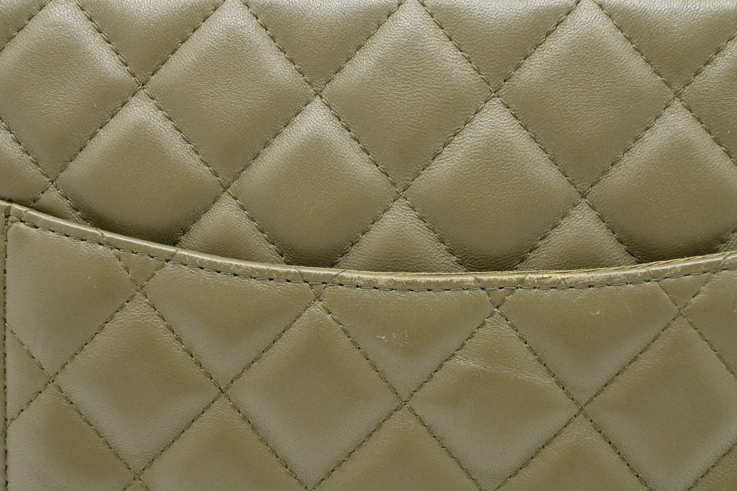 Chanel Small O Case in Olive Green Leather
