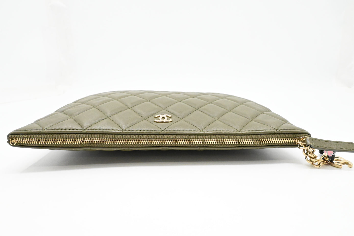 Chanel Small O Case in Olive Green Leather