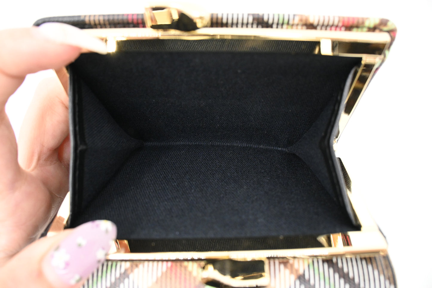 Vivienne Westwood Trifold Compact Wallet in Black Plaid Vegan Leather