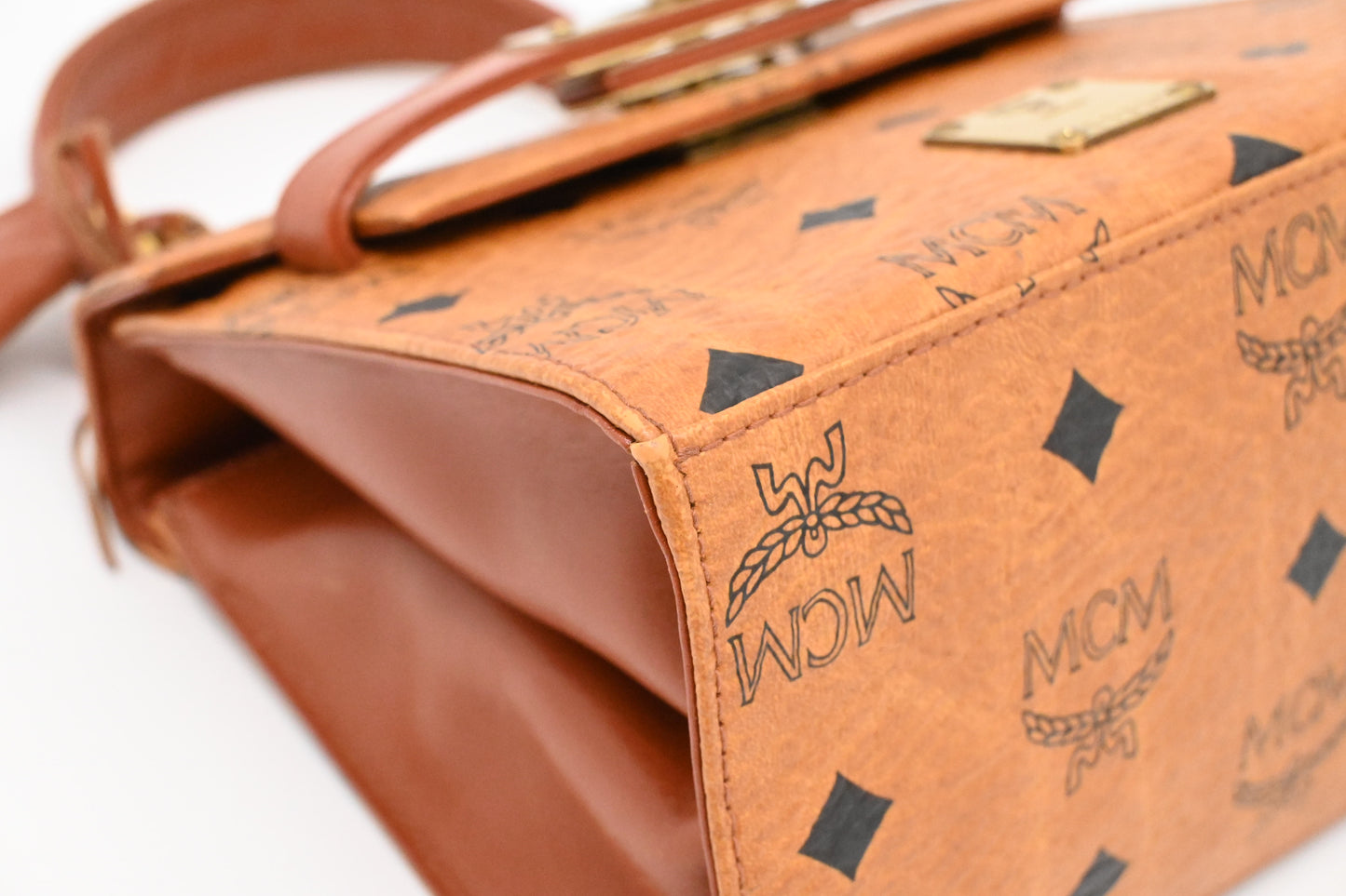 MCM Mini Kelly in Cognac Visetos Canvas