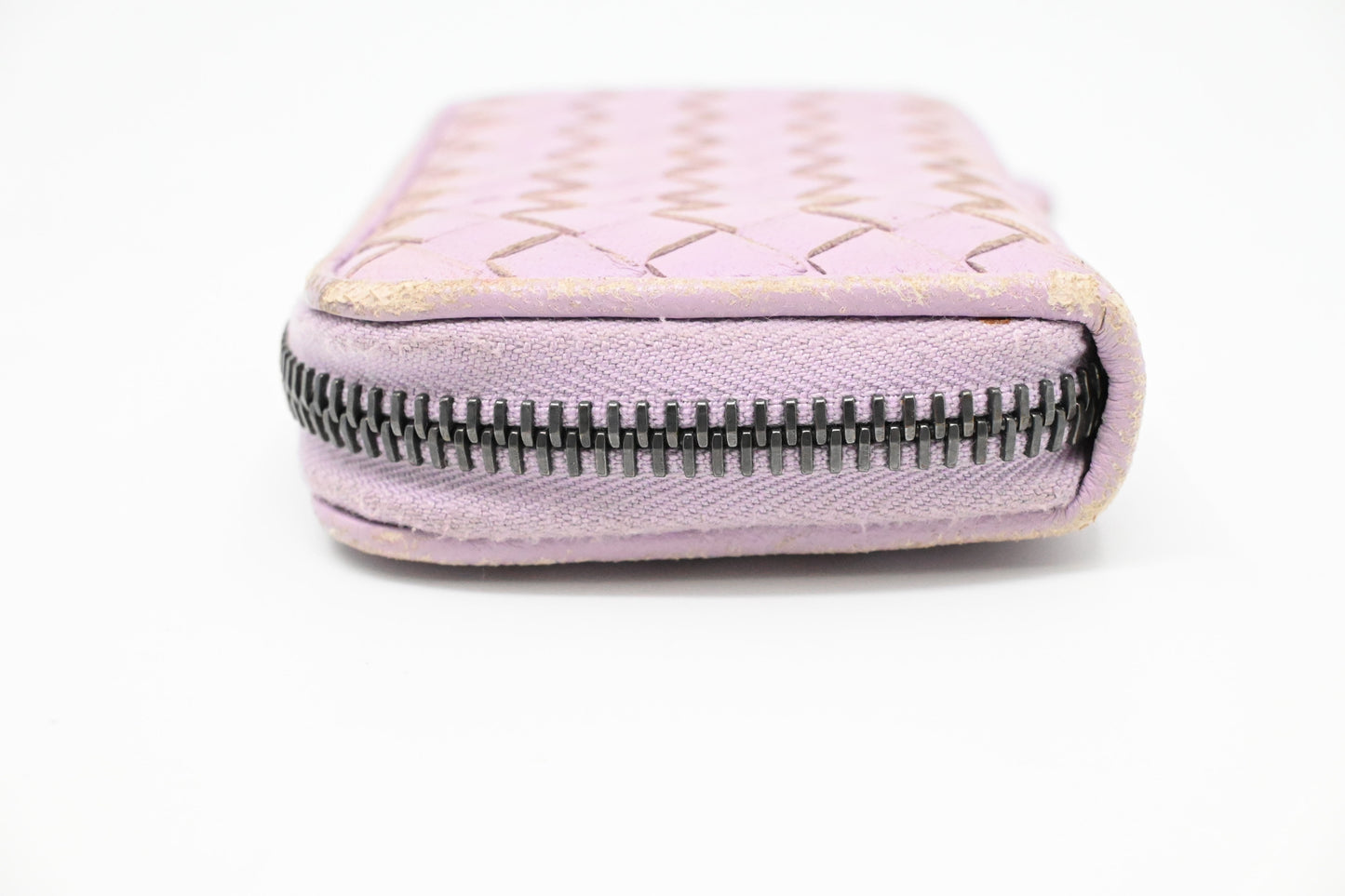 Bottega Veneta Compact Zippy in Lavender Intrecciato Leather