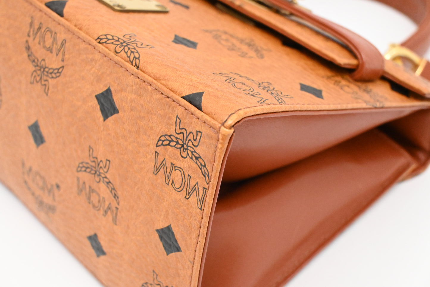 MCM Mini Kelly in Cognac Visetos Canvas