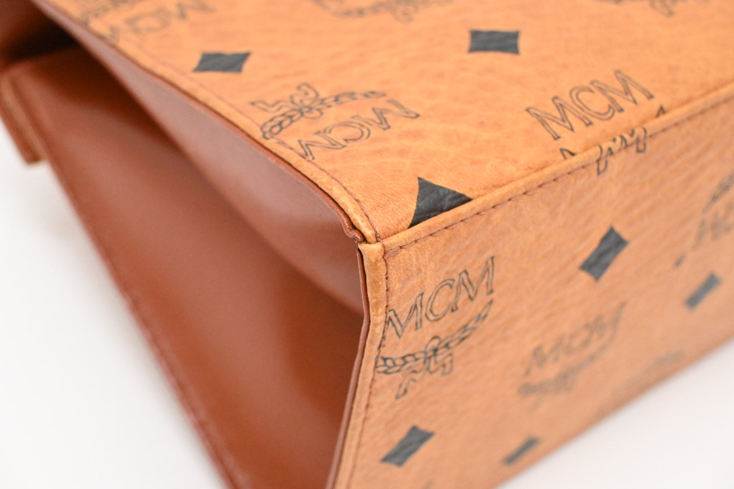 MCM Mini Kelly in Cognac Visetos Canvas