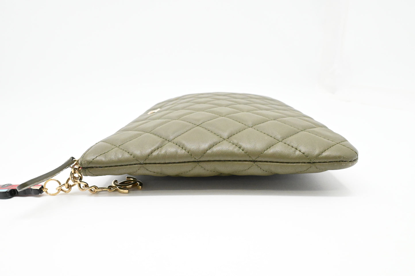 Chanel Small O Case in Olive Green Leather