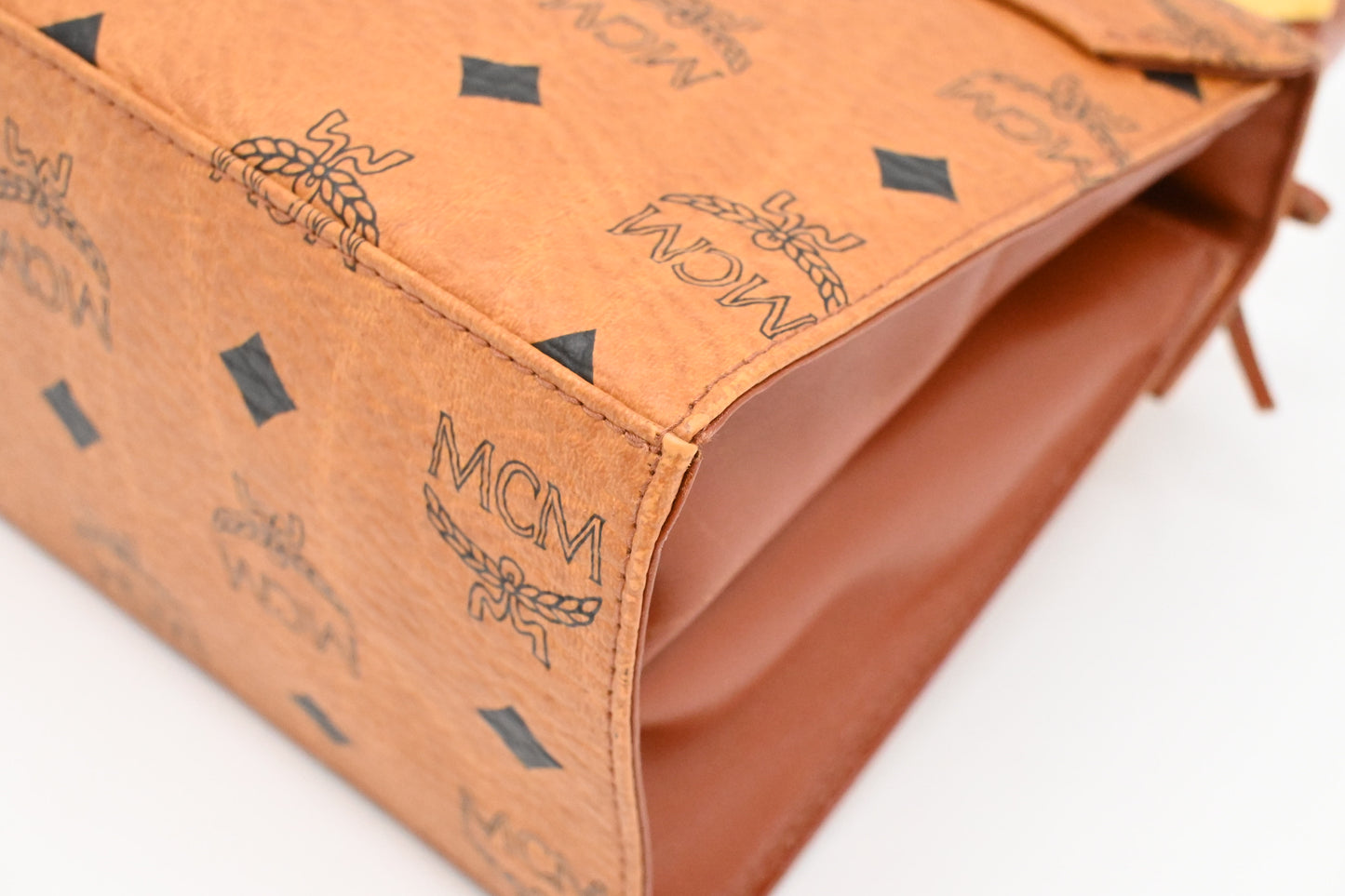 MCM Mini Kelly in Cognac Visetos Canvas