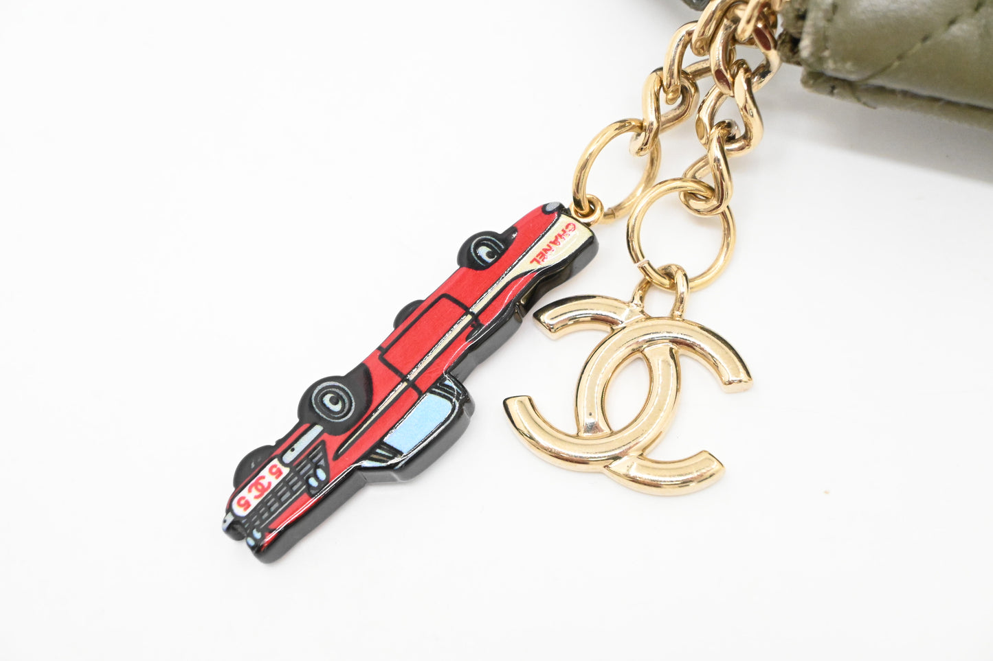 Chanel Small O Case in Olive Green Leather