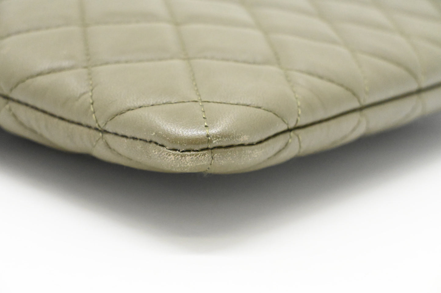 Chanel Small O Case in Olive Green Leather