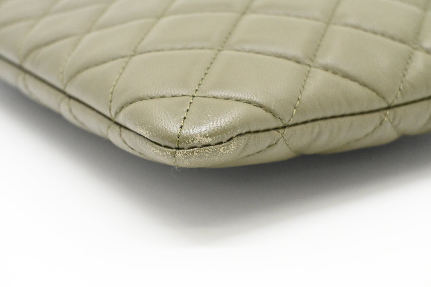 Chanel Small O Case in Olive Green Leather