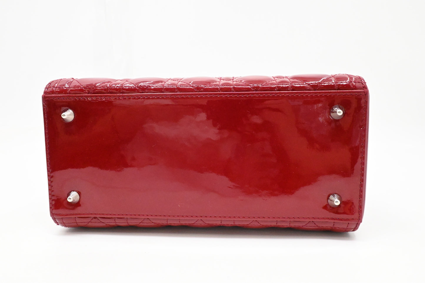 Dior Small Lady Dior in Red Cannage Patent Leather