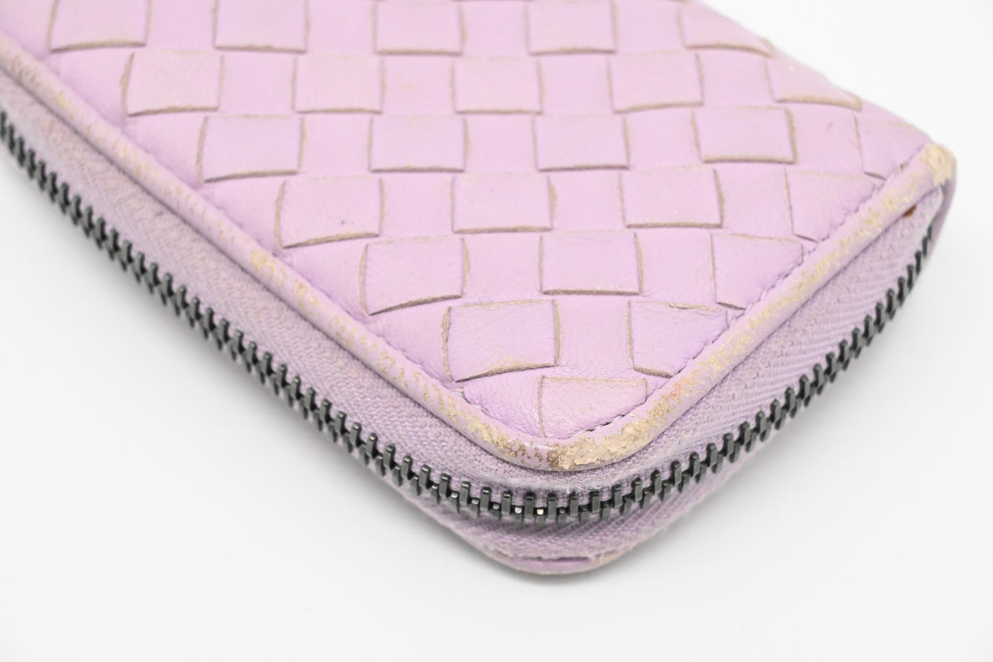Bottega Veneta Compact Zippy in Lavender Intrecciato Leather