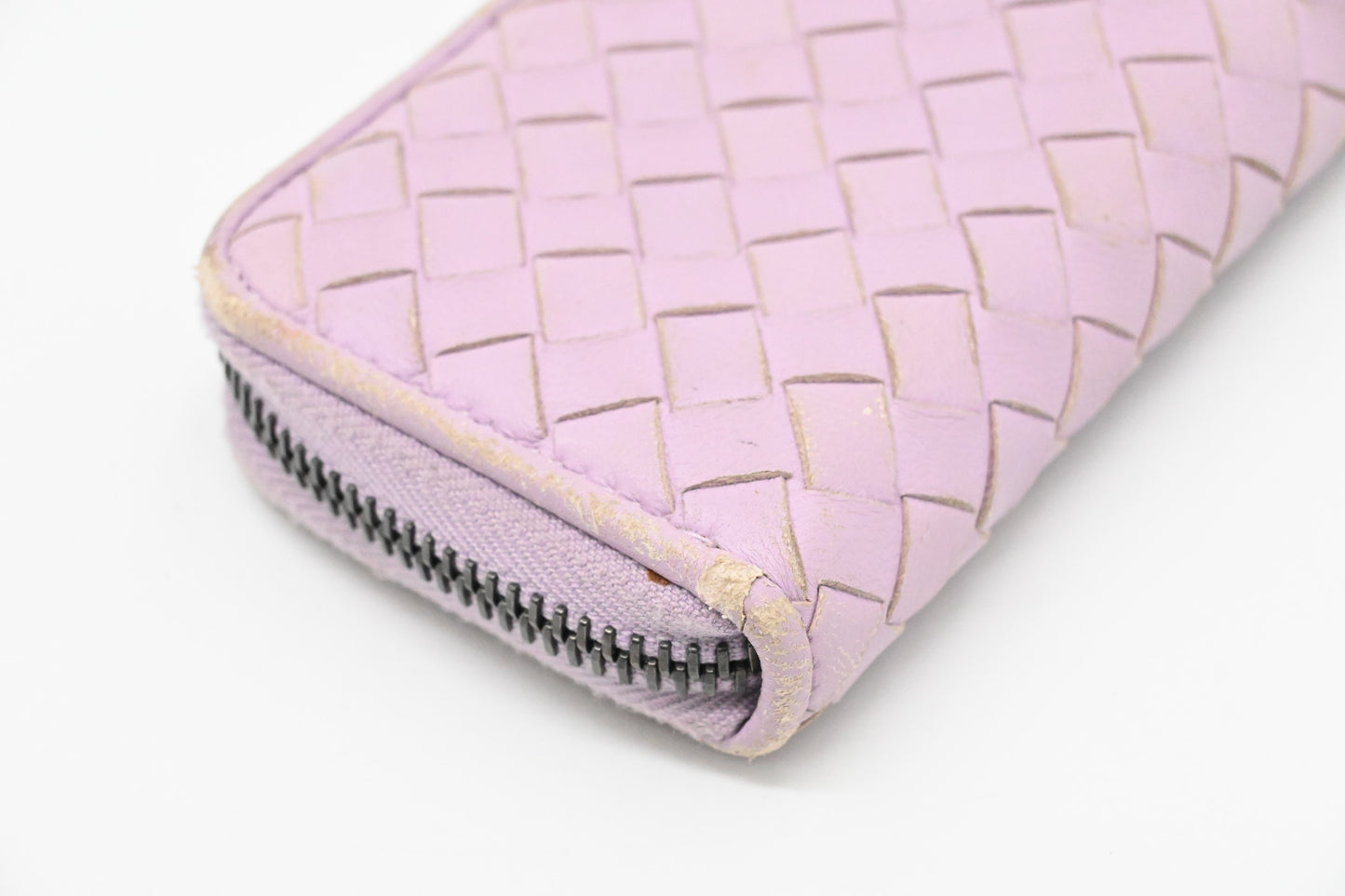 Bottega Veneta Compact Zippy in Lavender Intrecciato Leather