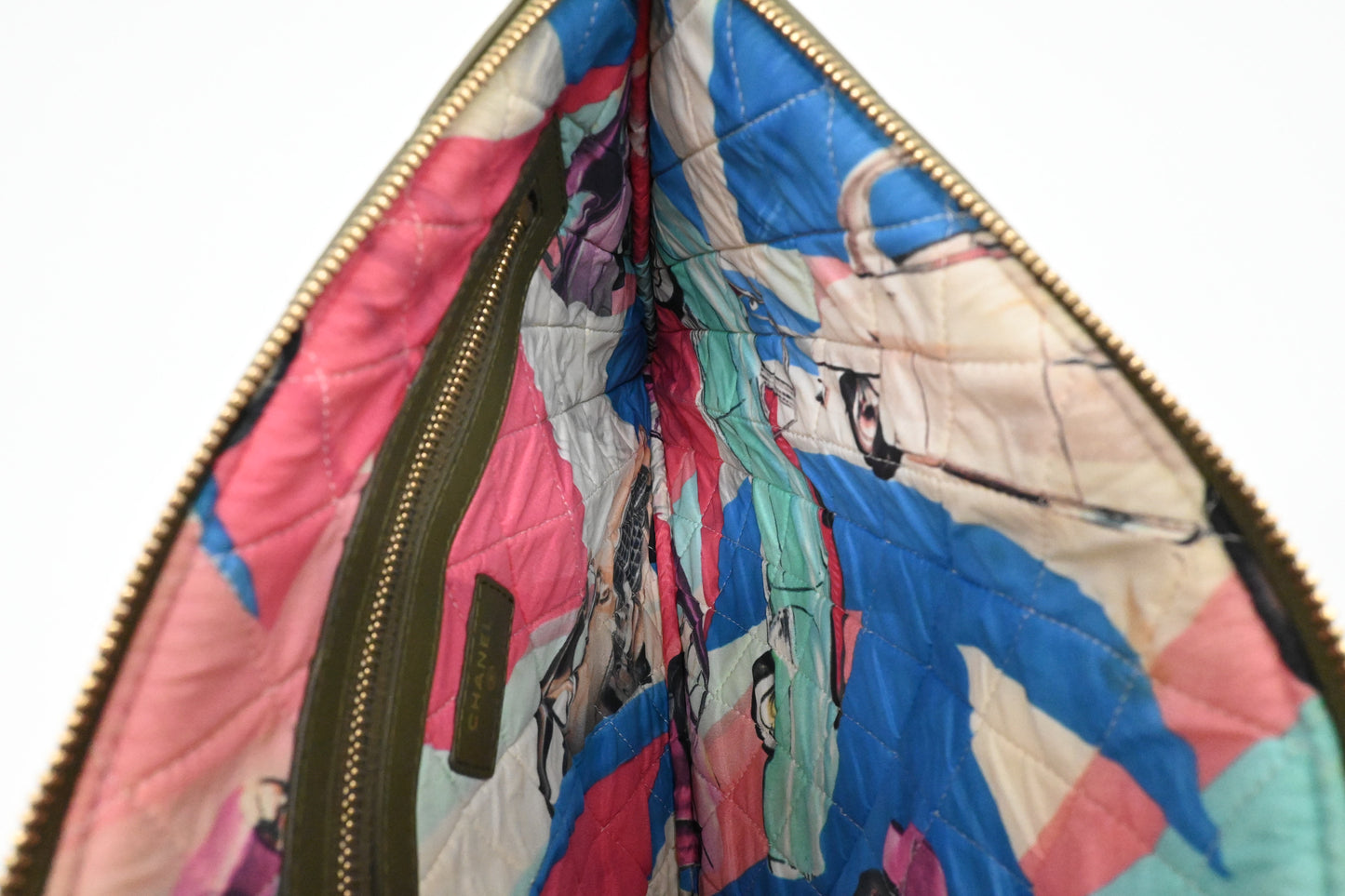 Chanel Small O Case in Olive Green Leather