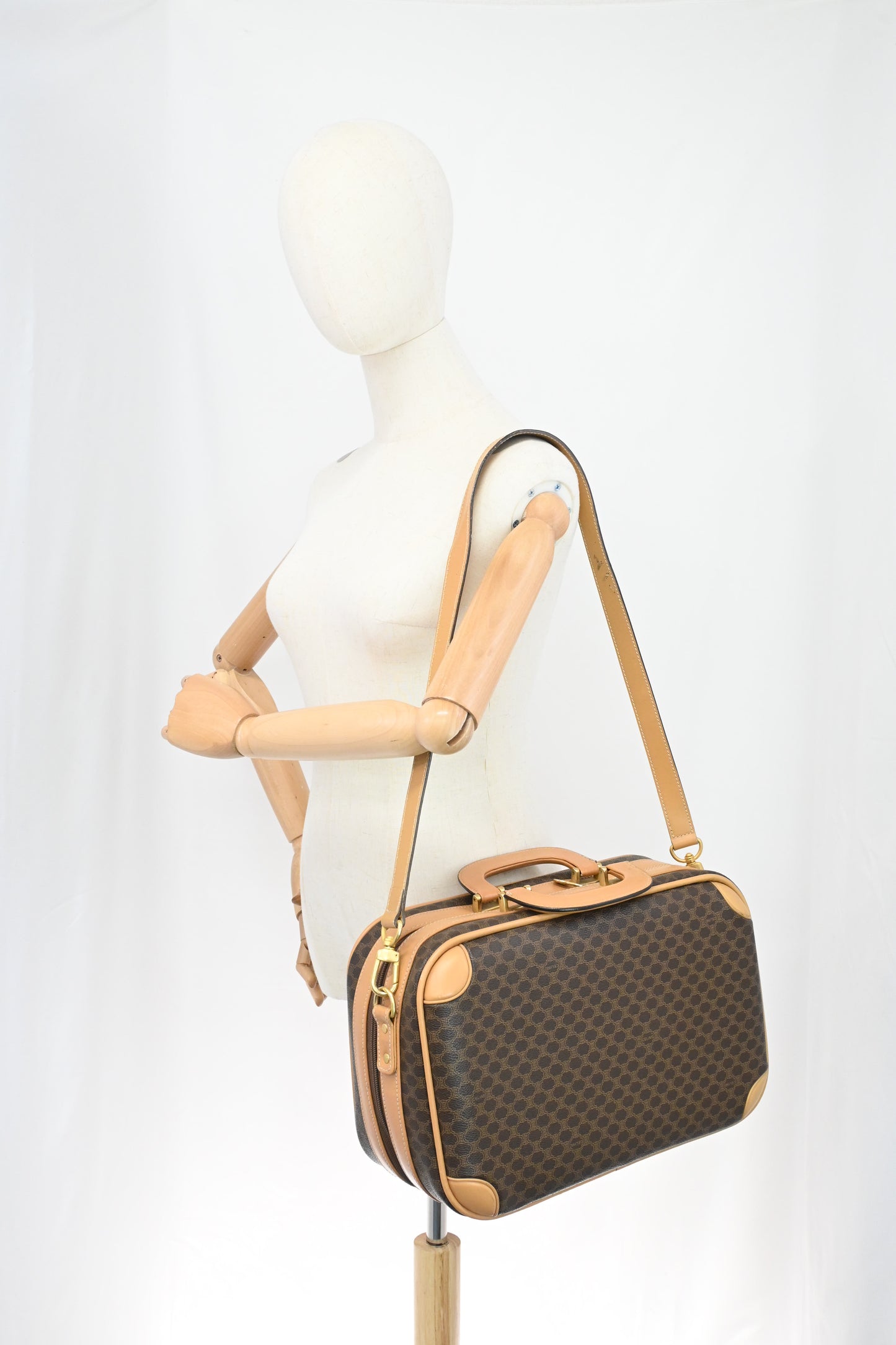 Celine Mini Trunk Bag in Brown Macadam Canvas