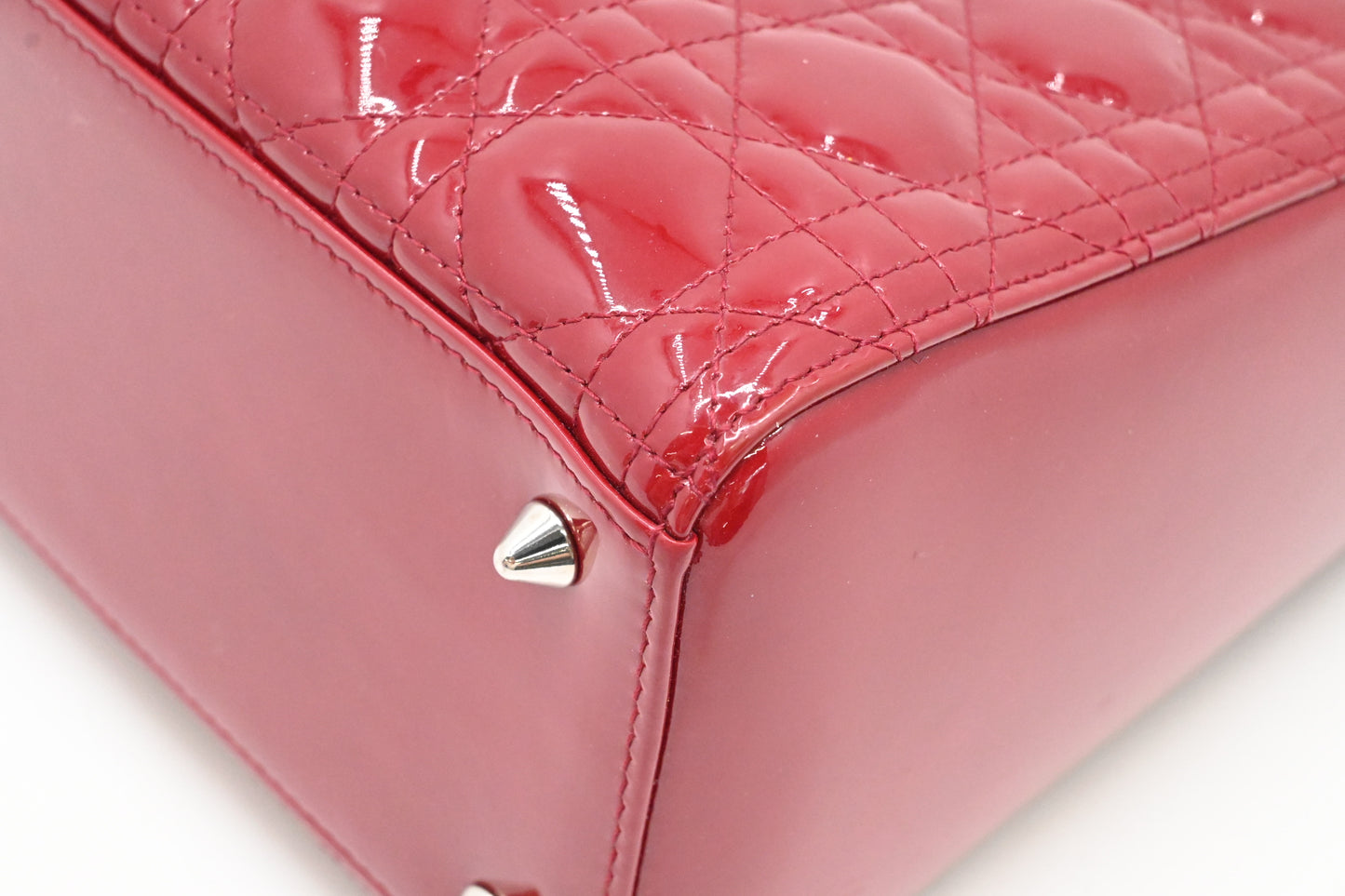 Dior Small Lady Dior in Red Cannage Patent Leather