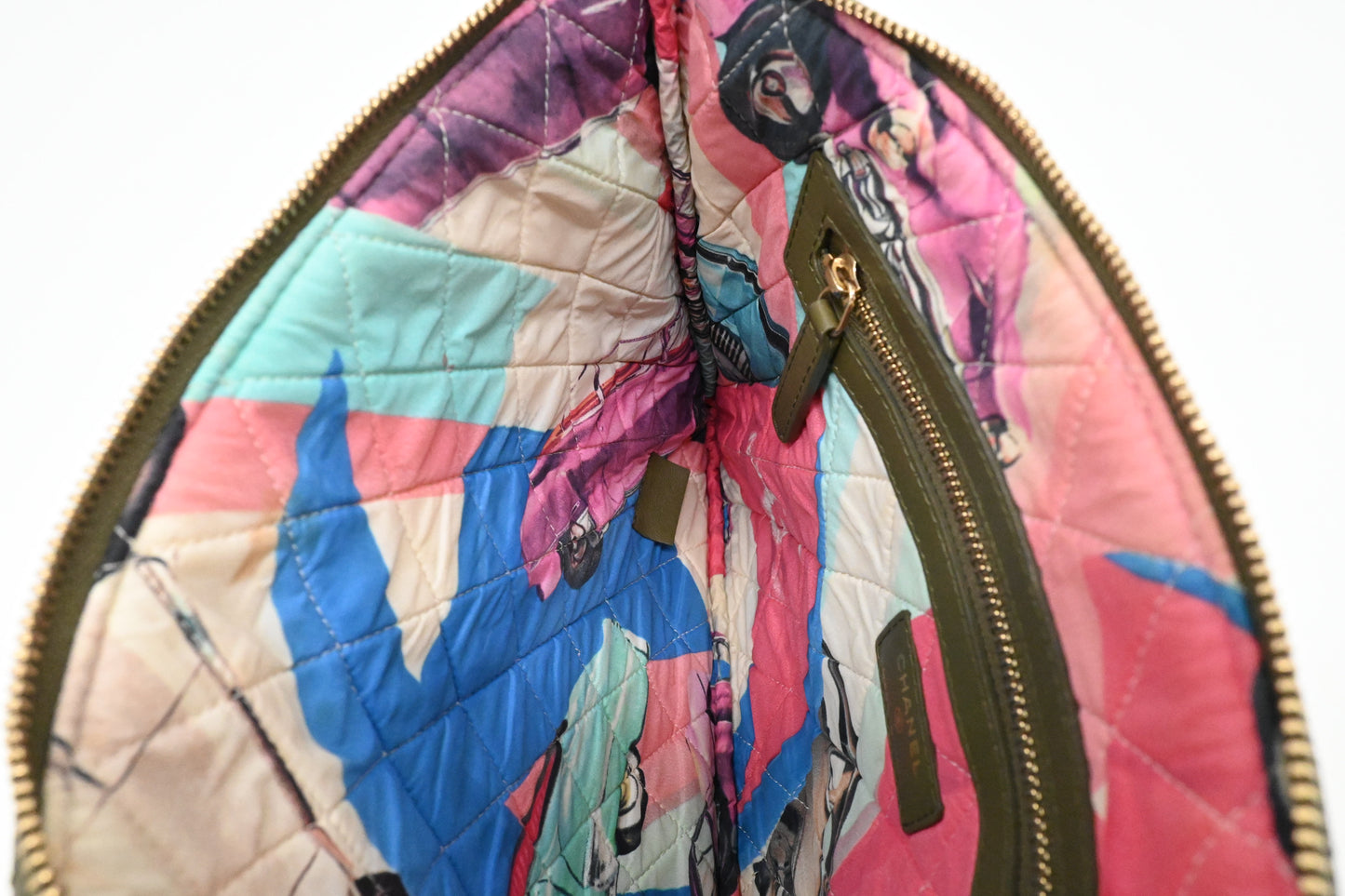 Chanel Small O Case in Olive Green Leather