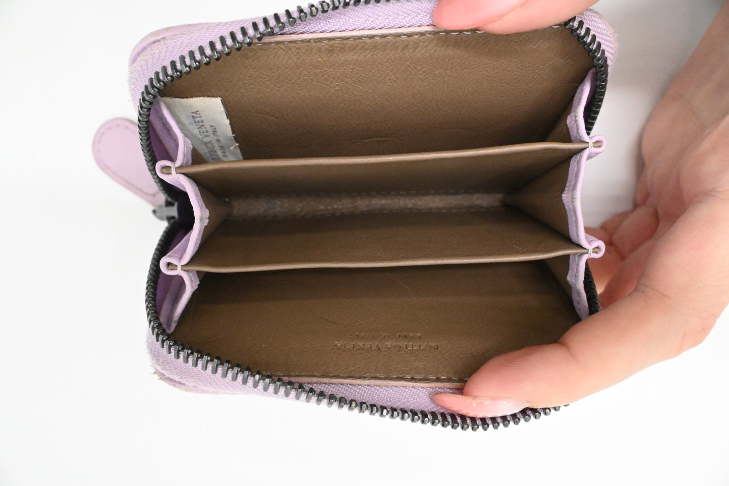 Bottega Veneta Compact Zippy in Lavender Intrecciato Leather