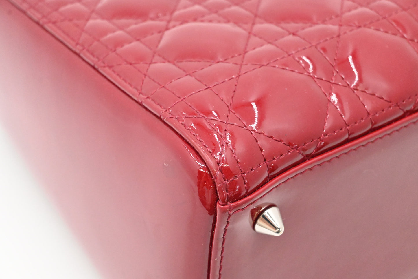 Dior Small Lady Dior in Red Cannage Patent Leather