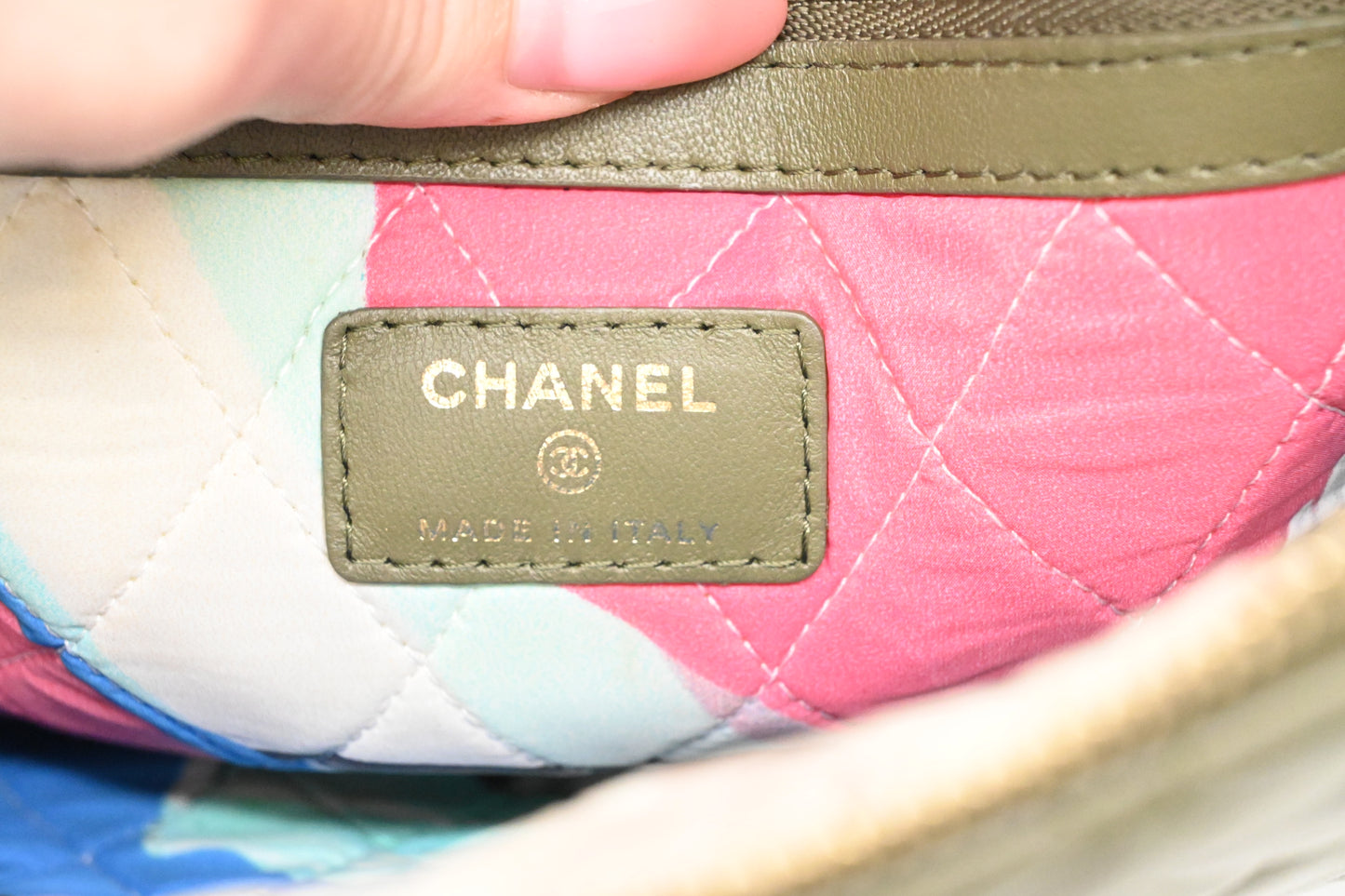 Chanel Small O Case in Olive Green Leather