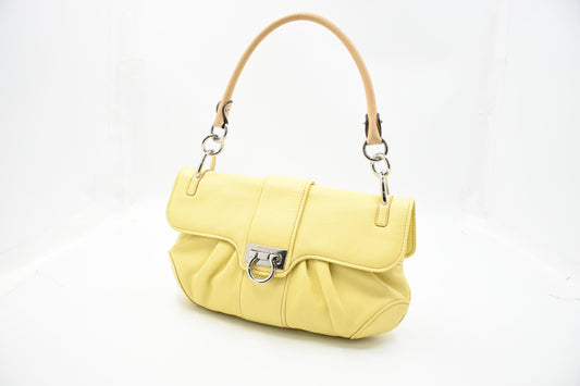 Ferragamo Shoulder Bag in Pale Yellow Leather