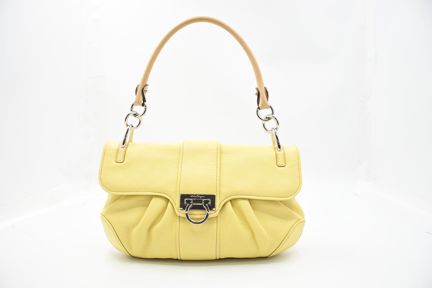 Ferragamo Shoulder Bag in Pale Yellow Leather