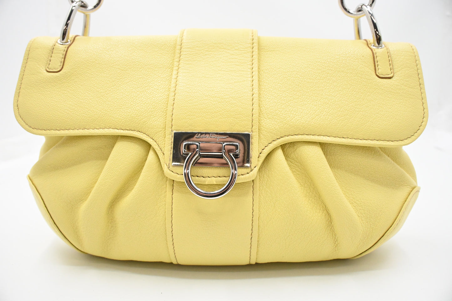 Ferragamo Shoulder Bag in Pale Yellow Leather