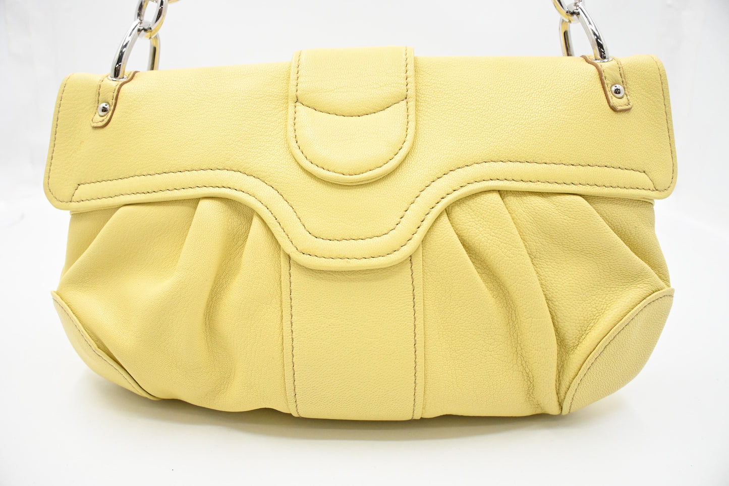 Ferragamo Shoulder Bag in Pale Yellow Leather