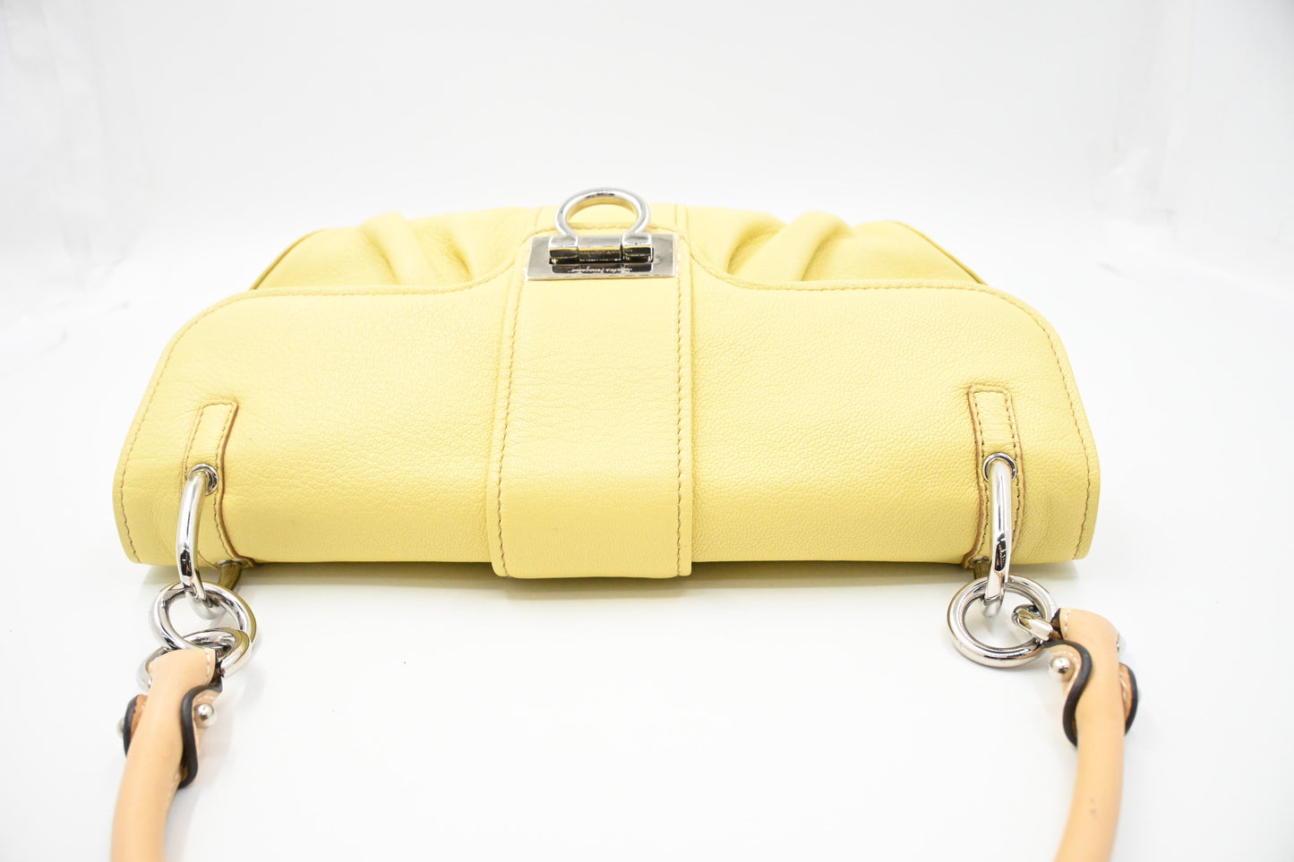 Ferragamo Shoulder Bag in Pale Yellow Leather