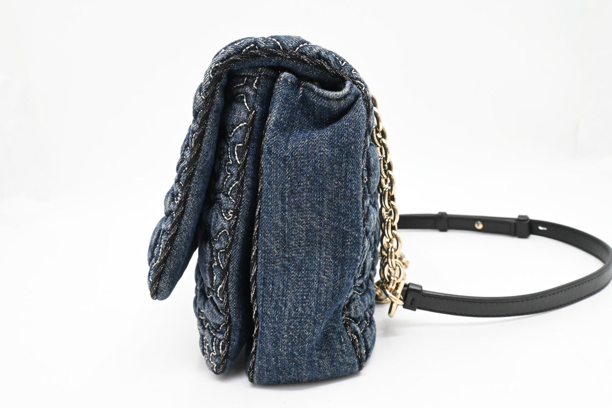 Ferragamo Chain Flap in Quilted Denim