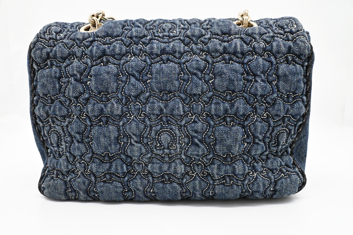 Ferragamo Chain Flap in Quilted Denim