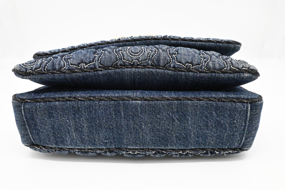 Ferragamo Chain Flap in Quilted Denim