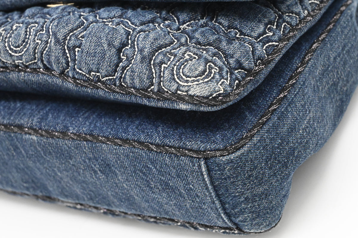 Ferragamo Chain Flap in Quilted Denim