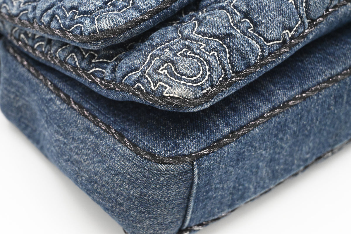 Ferragamo Chain Flap in Quilted Denim