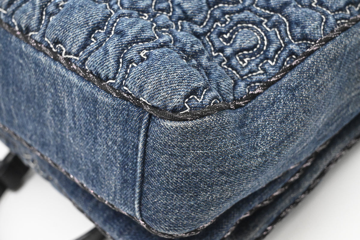 Ferragamo Chain Flap in Quilted Denim
