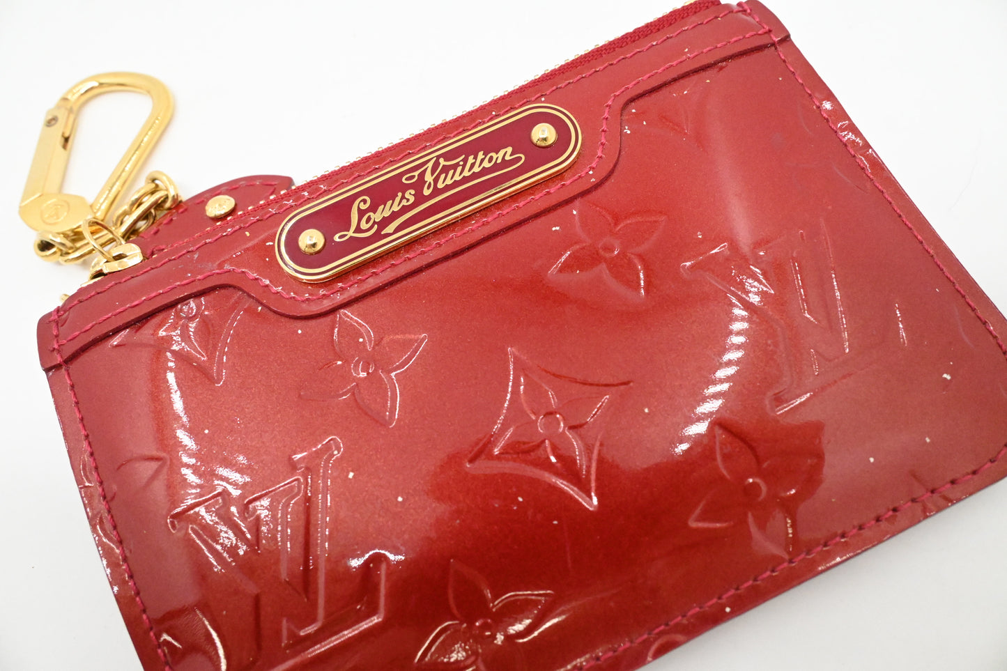 Louis Vuitton Pochette Cles in Red Vernis Leather