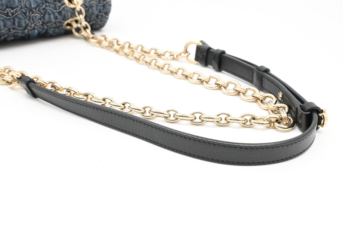 Ferragamo Chain Flap in Quilted Denim