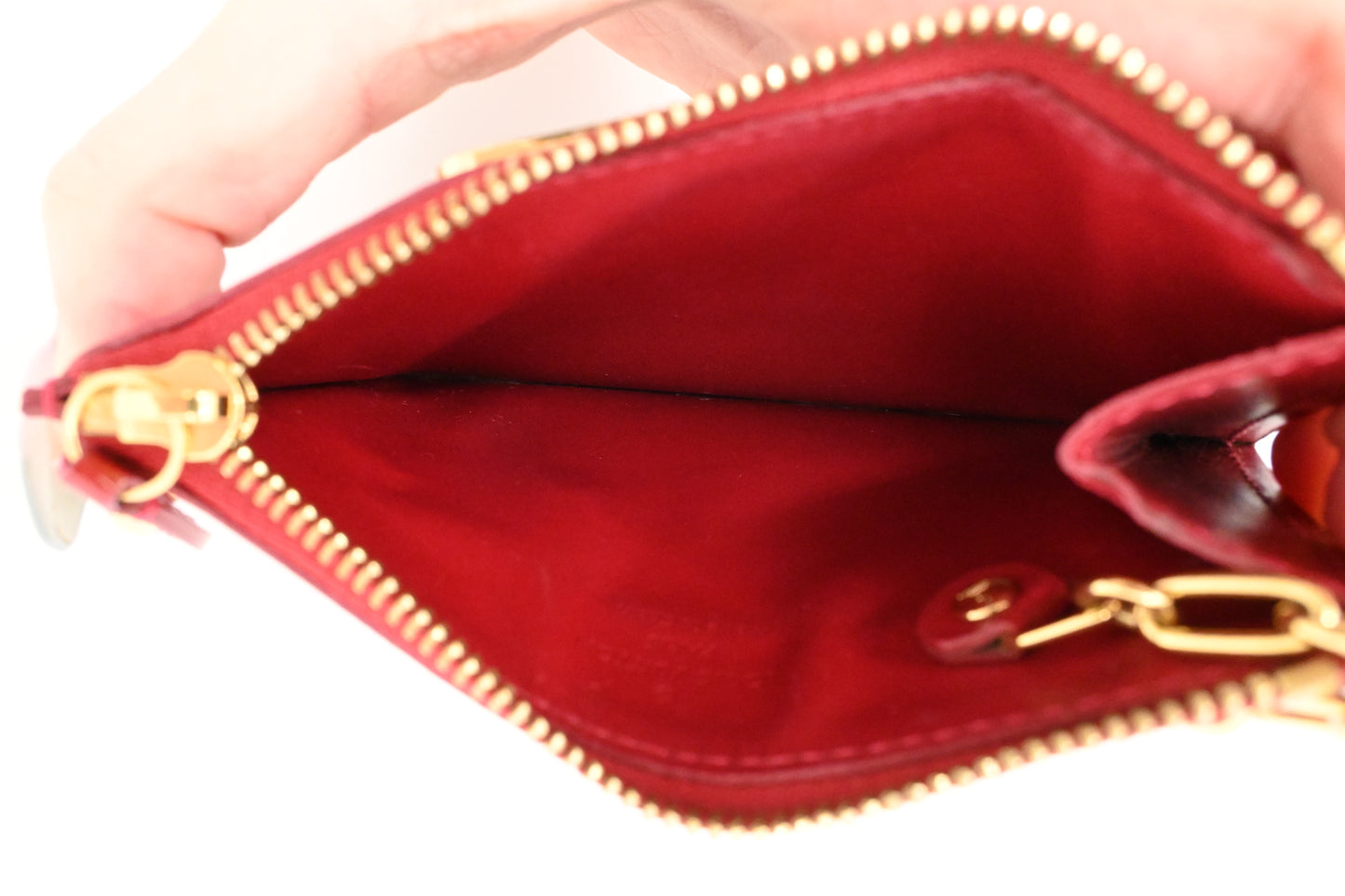 Louis Vuitton Pochette Cles in Red Vernis Leather
