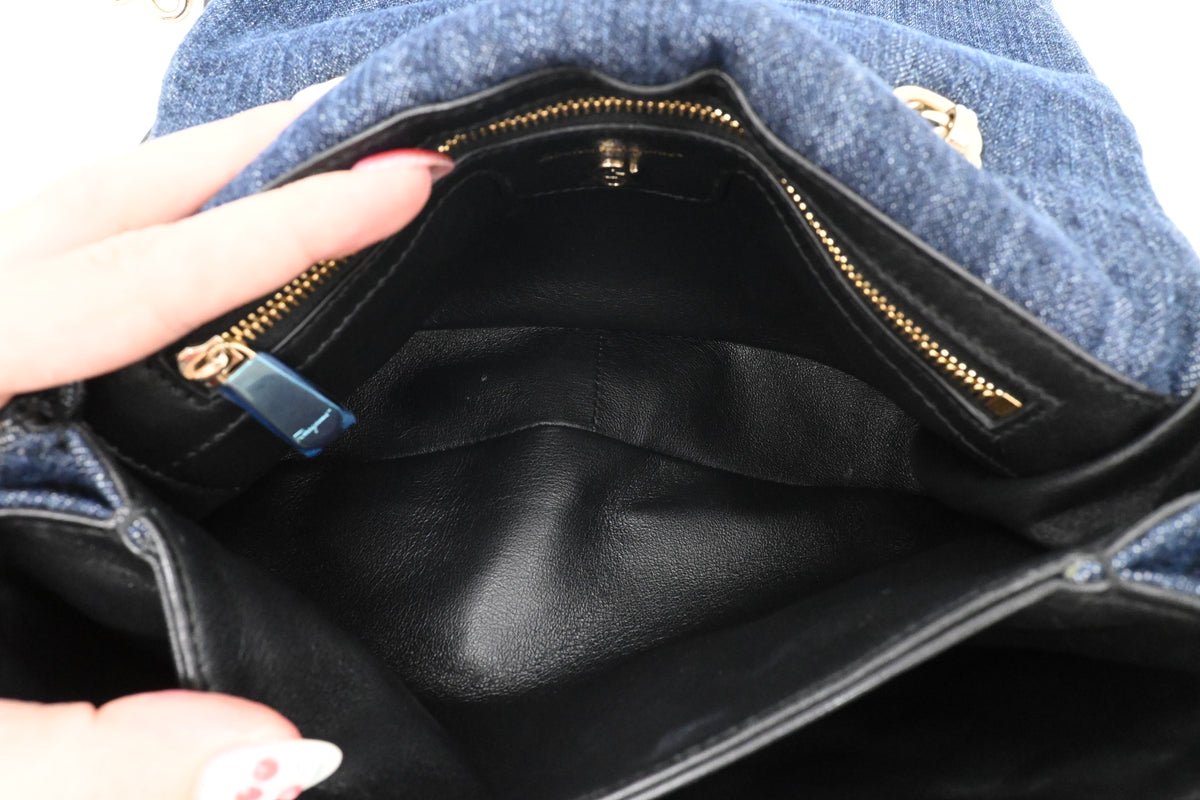 Ferragamo Chain Flap in Quilted Denim
