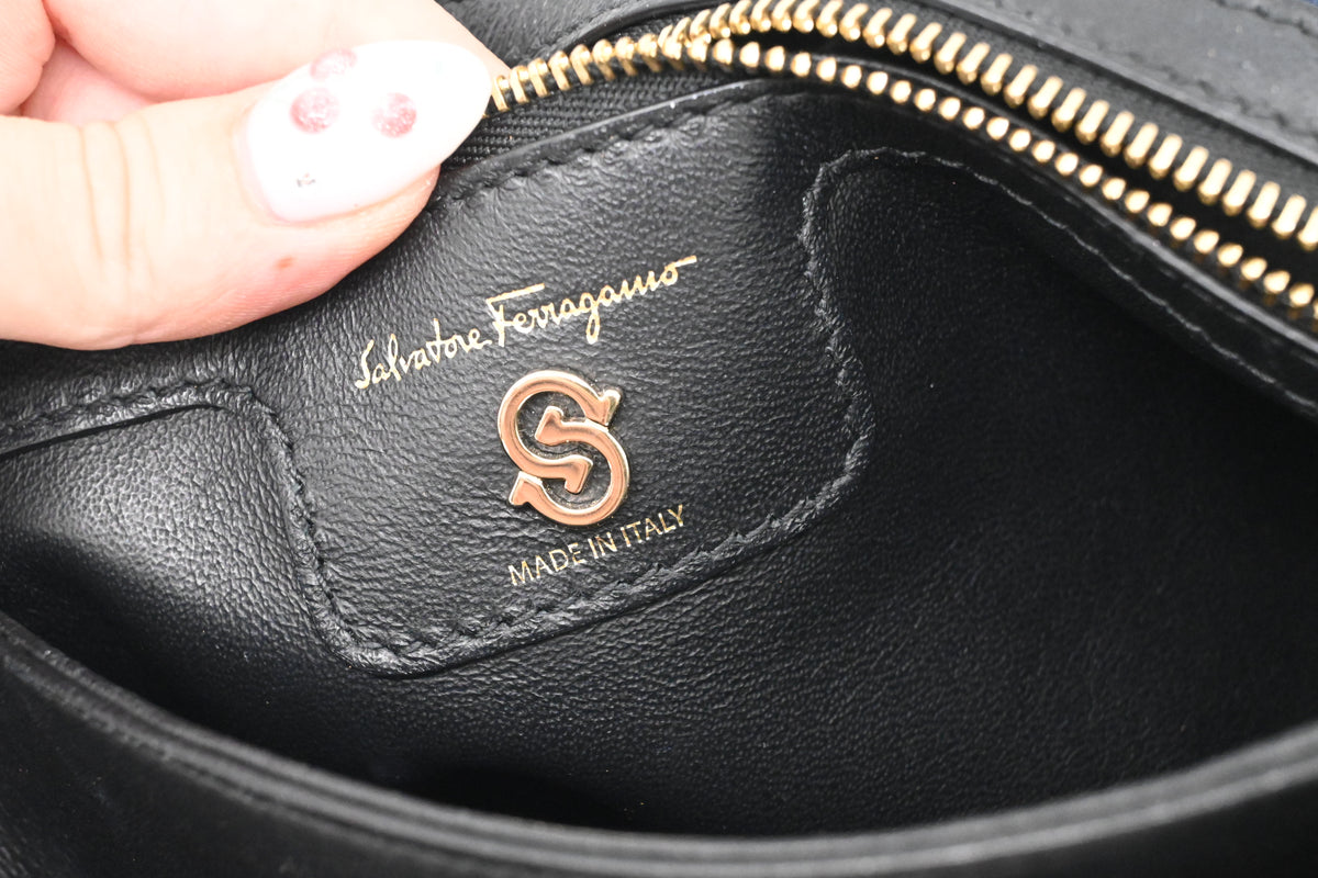 Ferragamo Chain Flap in Quilted Denim